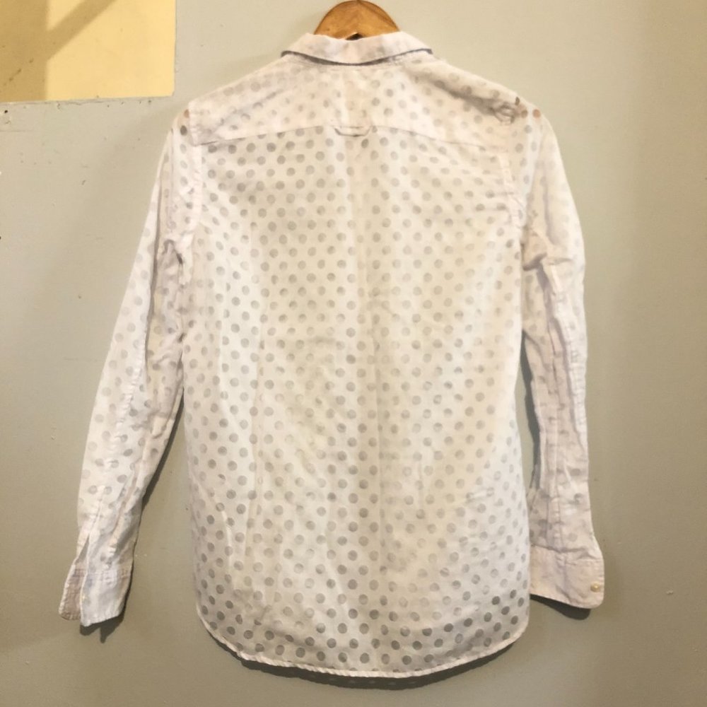 Gap, White Sheer Polka Dot Button Down Top, Women… - image 3